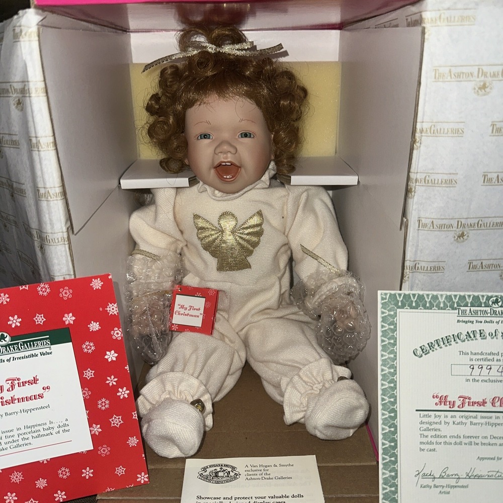 Happiness Is My First Christmas 1992 Porcelain Girl Doll‎ Ashton Drake Galleries